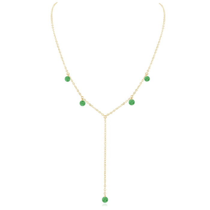 Boho Y Necklace - Aventurine - 14K Gold Fill - Luna Tide Handmade Jewellery