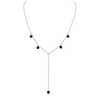 Boho Y Necklace - Black Onyx - Stainless Steel - Luna Tide Handmade Jewellery