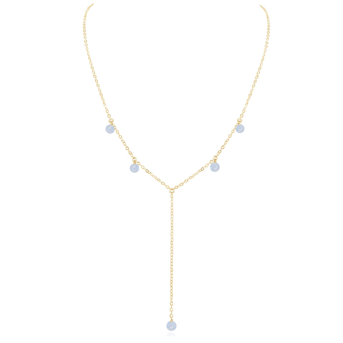 Boho Y Necklace - Blue Lace Agate - Luna Tide Handmade Jewellery