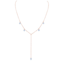 Boho Y Necklace - Blue Lace Agate - 14K Rose Gold Fill - Luna Tide Handmade Jewellery