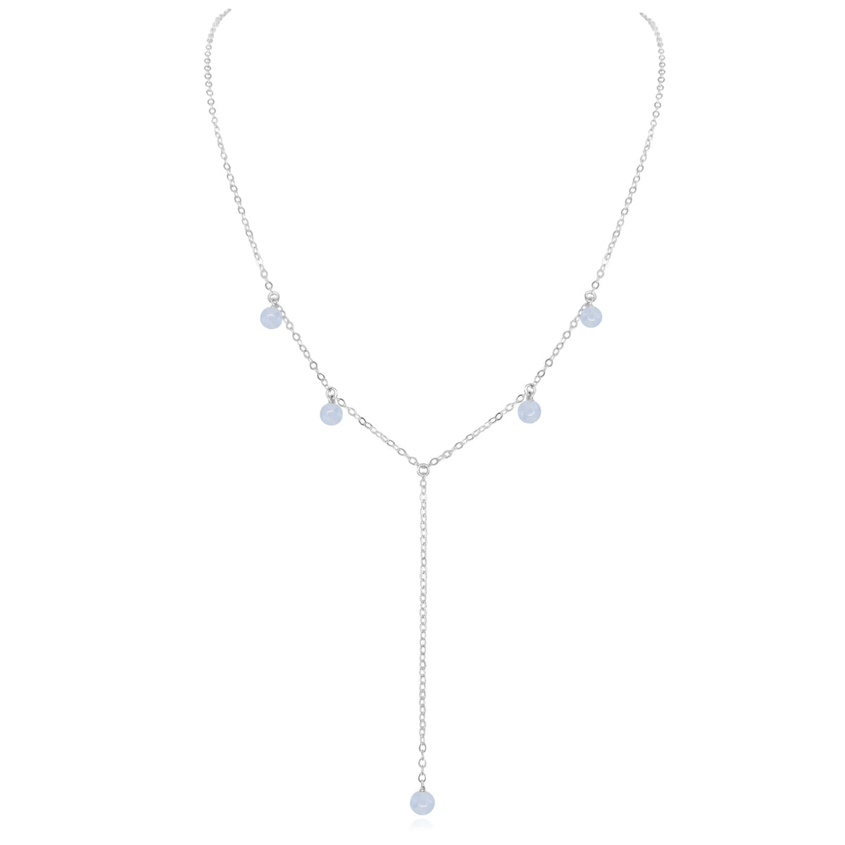 Boho Y Necklace - Blue Lace Agate - Sterling Silver - Luna Tide Handmade Jewellery