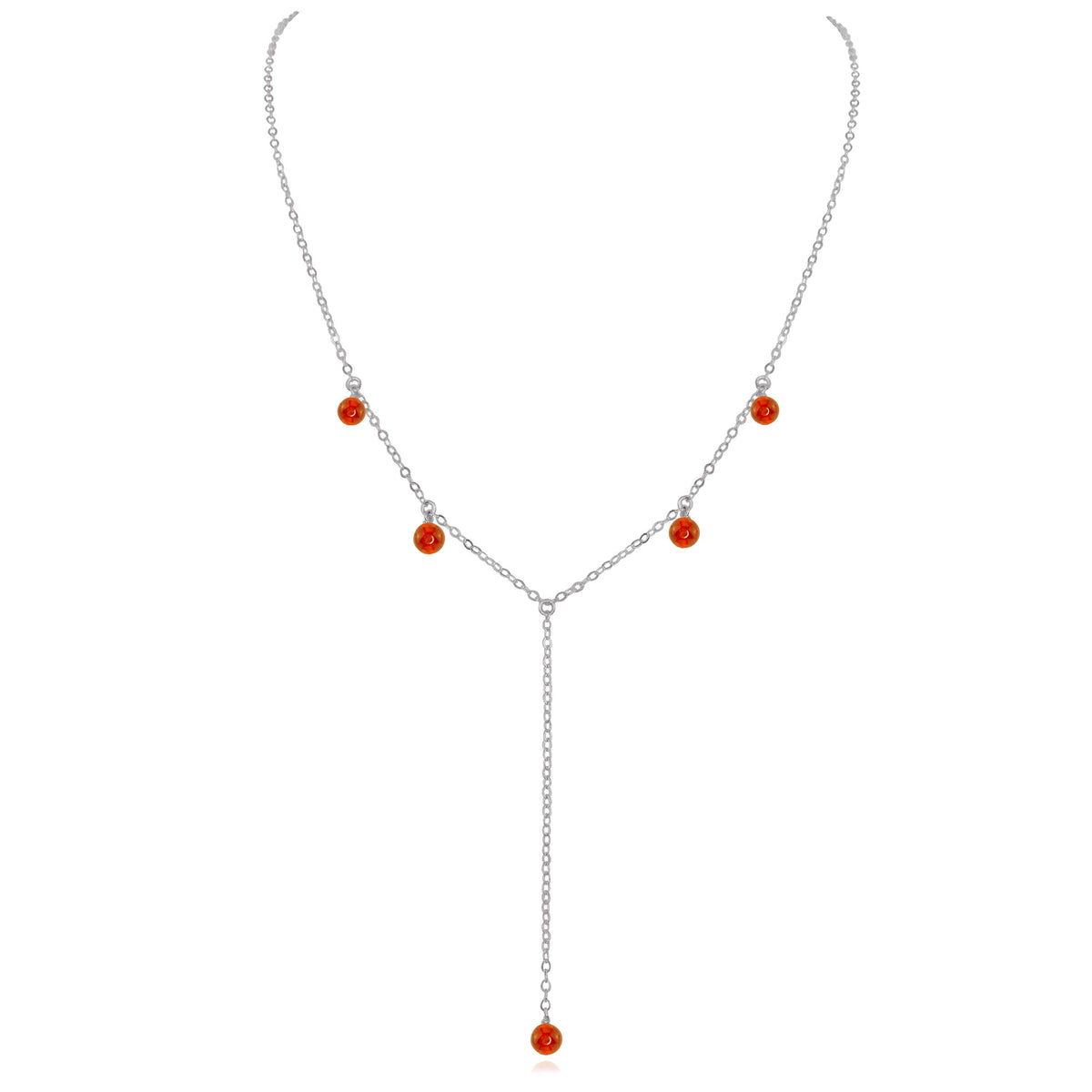 Boho Y Necklace - Carnelian - Stainless Steel - Luna Tide Handmade Jewellery