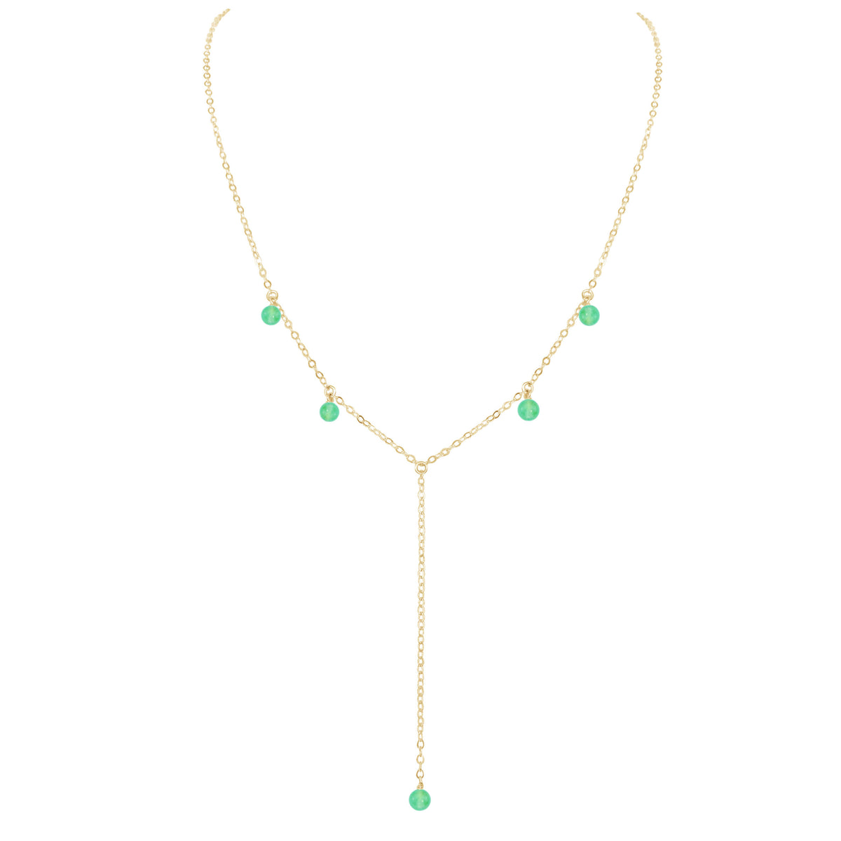 Boho Y Necklace - Chrysoprase - 14K Gold Fill - Luna Tide Handmade Jewellery