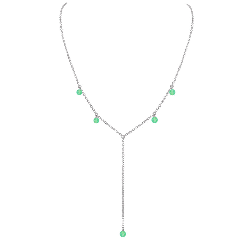 Boho Y Necklace - Chrysoprase - Stainless Steel - Luna Tide Handmade Jewellery