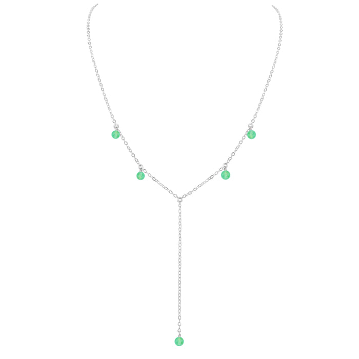 Boho Y Necklace - Chrysoprase - Sterling Silver - Luna Tide Handmade Jewellery