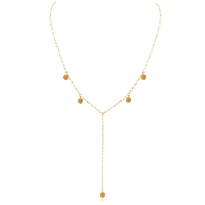 Boho Y Necklace - Citrine - 14K Gold Fill - Luna Tide Handmade Jewellery