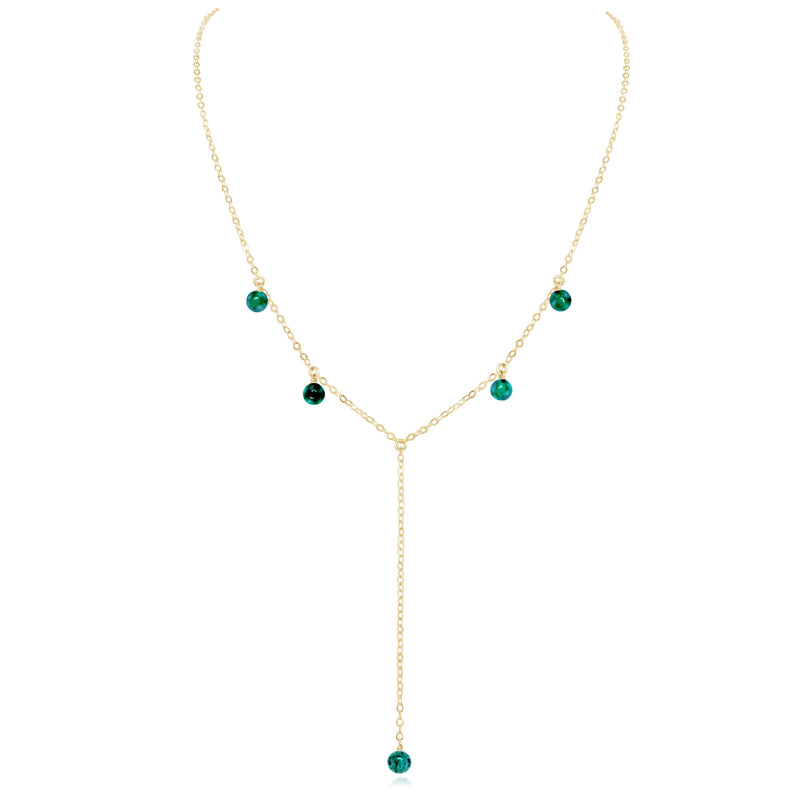 Boho Y Necklace - Emerald - 14K Gold Fill - Luna Tide Handmade Jewellery