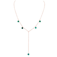 Boho Y Necklace - Emerald - 14K Rose Gold Fill - Luna Tide Handmade Jewellery