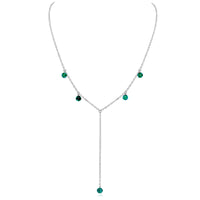 Boho Y Necklace - Emerald - Stainless Steel - Luna Tide Handmade Jewellery