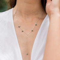 Boho Y Necklace - Emerald - Sterling Silver - Luna Tide Handmade Jewellery
