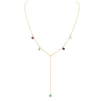 Boho Y Necklace - Fluorite - 14K Gold Fill - Luna Tide Handmade Jewellery