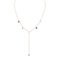 Boho Y Necklace - Fluorite - 14K Rose Gold Fill - Luna Tide Handmade Jewellery