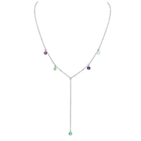 Boho Y Necklace - Fluorite - Stainless Steel - Luna Tide Handmade Jewellery