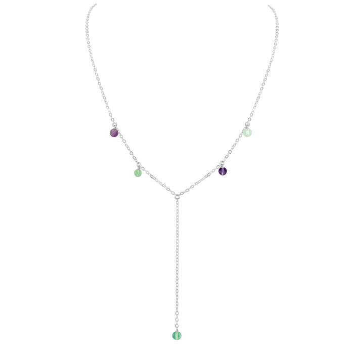 Boho Y Necklace - Fluorite - Sterling Silver - Luna Tide Handmade Jewellery