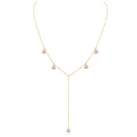 Boho Y Necklace - Freshwater Pearl - 14K Gold Fill - Luna Tide Handmade Jewellery