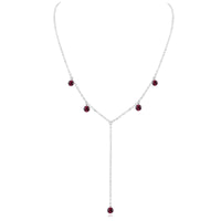 Boho Y Necklace - Garnet - Sterling Silver - Luna Tide Handmade Jewellery
