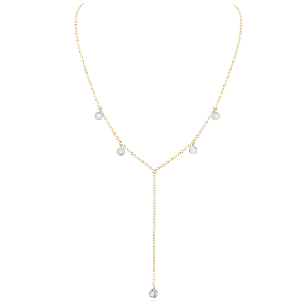 Boho Y Necklace - Howlite - 14K Gold Fill - Luna Tide Handmade Jewellery