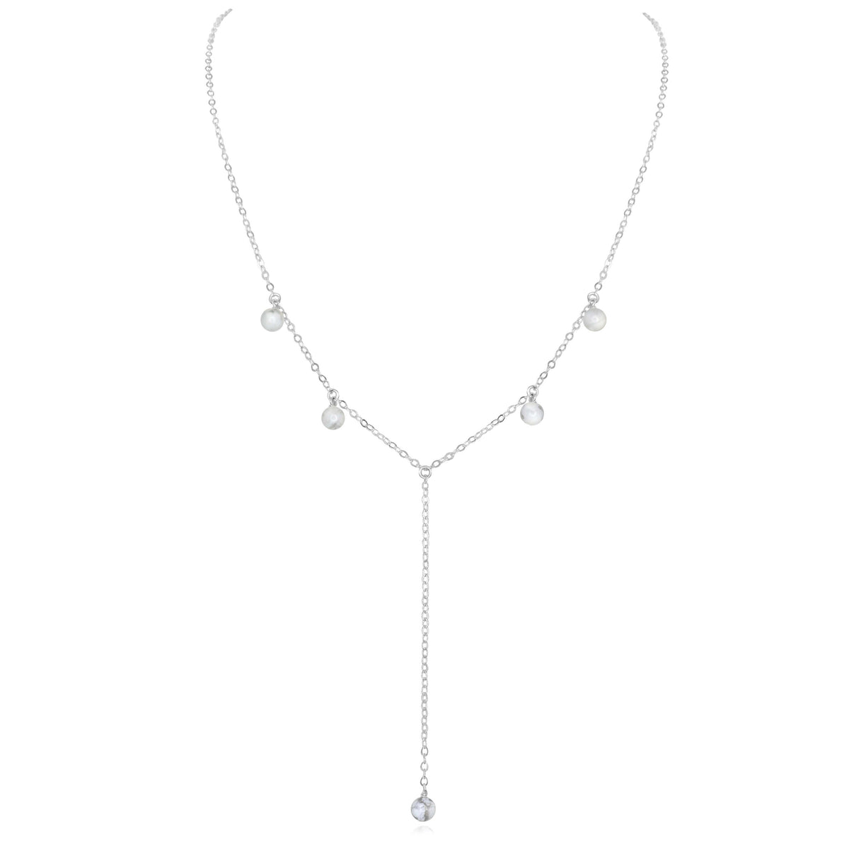 Boho Y Necklace - Howlite - Sterling Silver - Luna Tide Handmade Jewellery