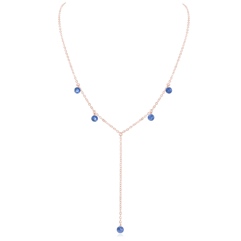 Boho Y Necklace - Kyanite - 14K Rose Gold Fill - Luna Tide Handmade Jewellery