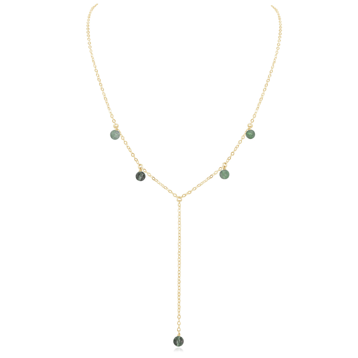 Boho Y Necklace - Labradorite - 14K Gold Fill - Luna Tide Handmade Jewellery