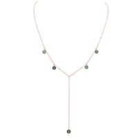 Boho Y Necklace - Labradorite - 14K Rose Gold Fill - Luna Tide Handmade Jewellery