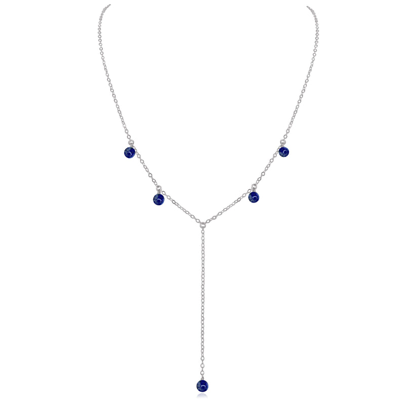 Boho Y Necklace - Lapis Lazuli - Stainless Steel - Luna Tide Handmade Jewellery