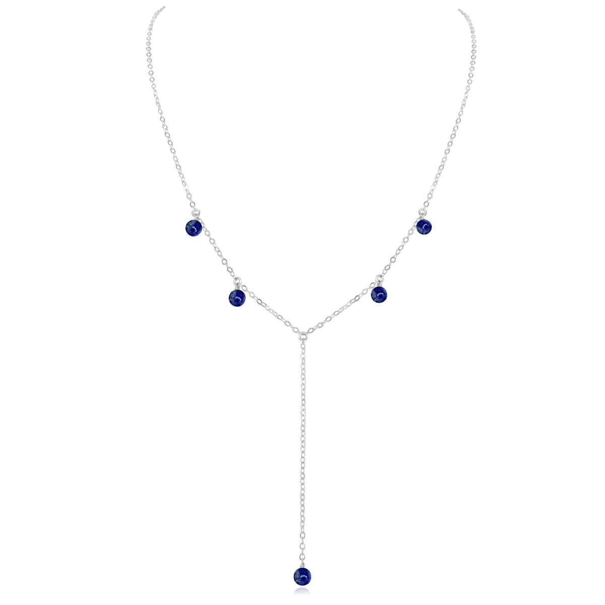 Boho Y Necklace - Lapis Lazuli - Sterling Silver - Luna Tide Handmade Jewellery