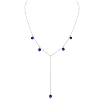 Boho Y Necklace - Lapis Lazuli - Sterling Silver - Luna Tide Handmade Jewellery