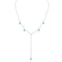 Boho Y Necklace - Larimar - 14K Rose Gold Fill - Luna Tide Handmade Jewellery