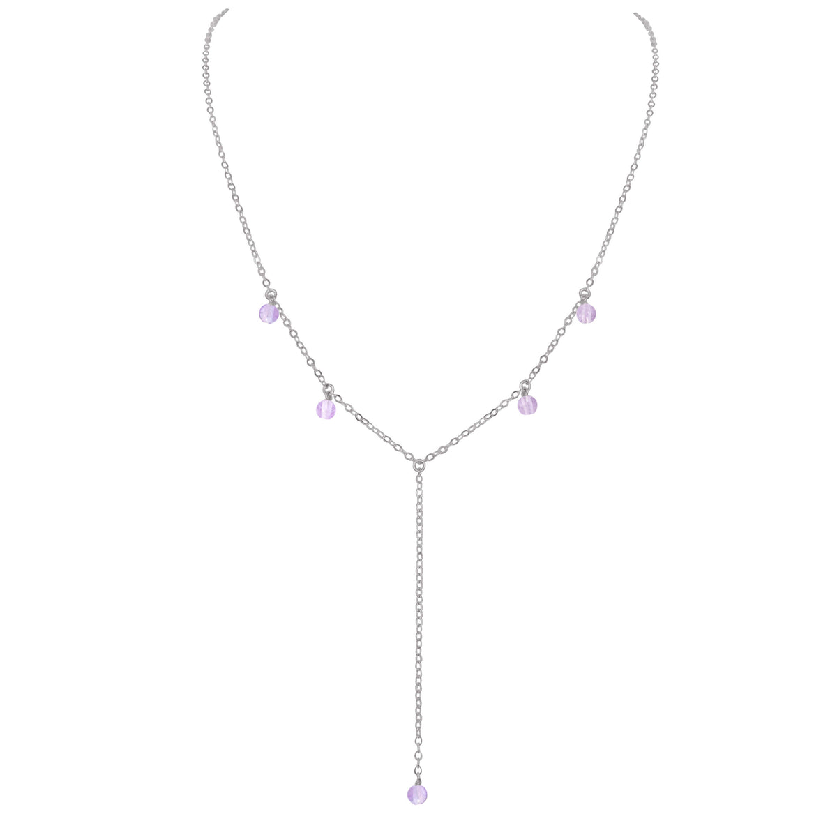 Boho Y Necklace - Lavender Amethyst - Stainless Steel - Luna Tide Handmade Jewellery