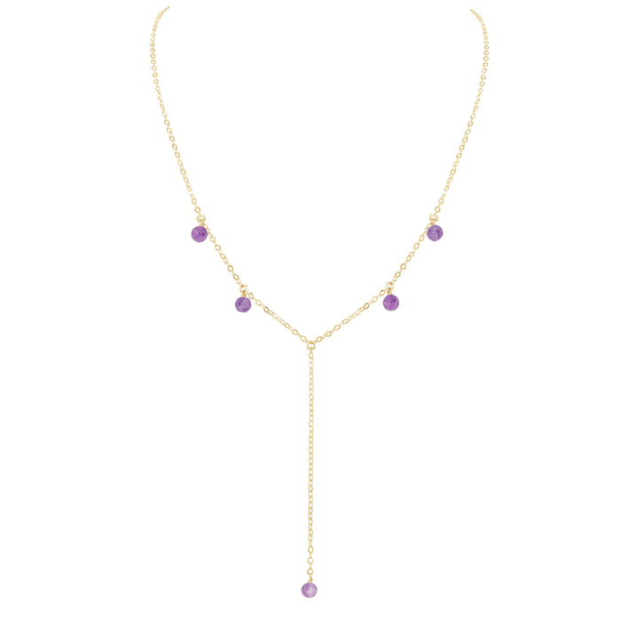 Boho Y Necklace - Lepidolite - 14K Gold Fill - Luna Tide Handmade Jewellery