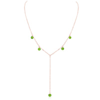 Boho Y Necklace - Peridot - 14K Rose Gold Fill - Luna Tide Handmade Jewellery