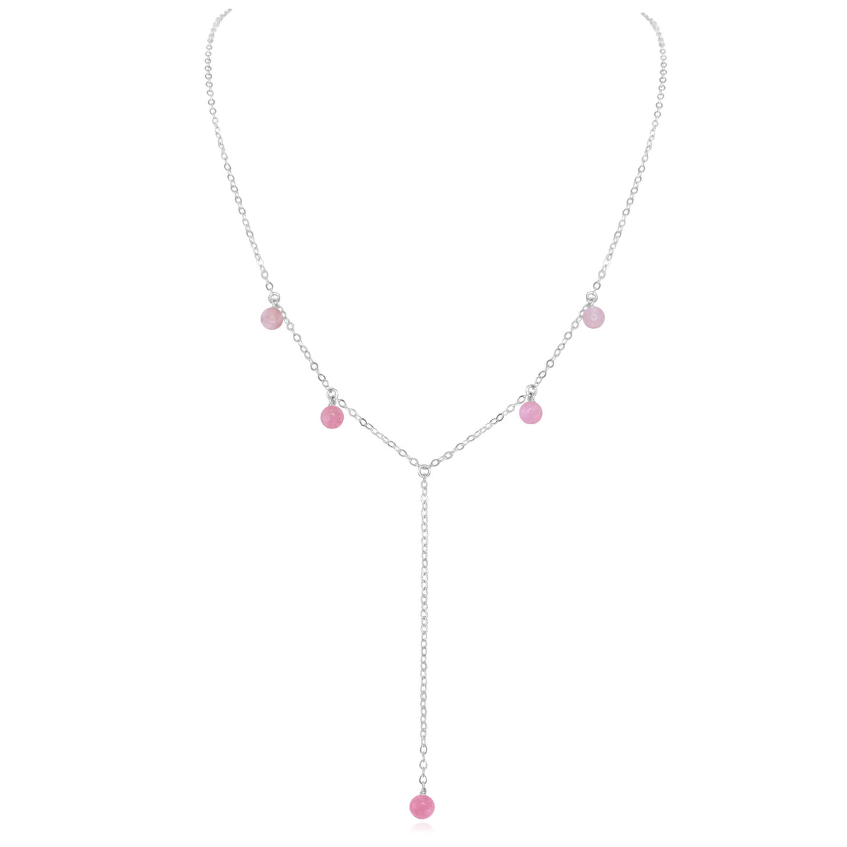 Boho Y Necklace - Pink Peruvian Opal - Sterling Silver - Luna Tide Handmade Jewellery