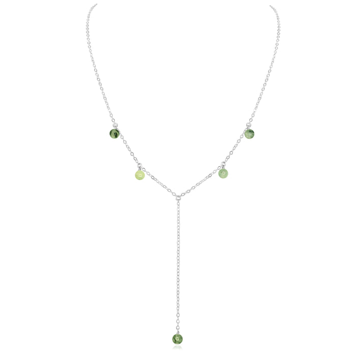 Boho Y Necklace - Prehnite - Sterling Silver - Luna Tide Handmade Jewellery