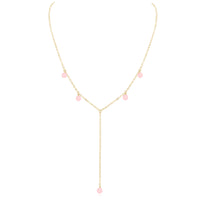 Boho Y Necklace - Rose Quartz - 14K Gold Fill - Luna Tide Handmade Jewellery