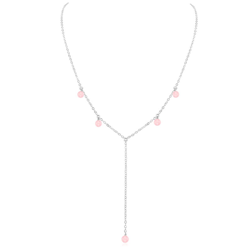 Boho Y Necklace - Rose Quartz - Sterling Silver - Luna Tide Handmade Jewellery
