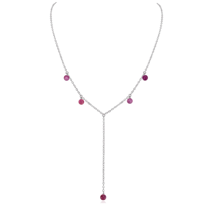 Boho Y Necklace - Ruby - Stainless Steel - Luna Tide Handmade Jewellery