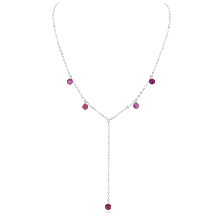 Boho Y Necklace - Ruby - Sterling Silver - Luna Tide Handmade Jewellery