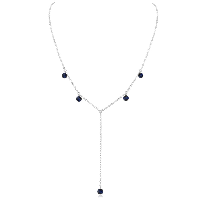 Boho Y Necklace - Sapphire - Sterling Silver - Luna Tide Handmade Jewellery