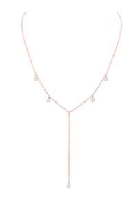 Boho Y Necklace - Selenite - 14K Rose Gold Fill - Luna Tide Handmade Jewellery