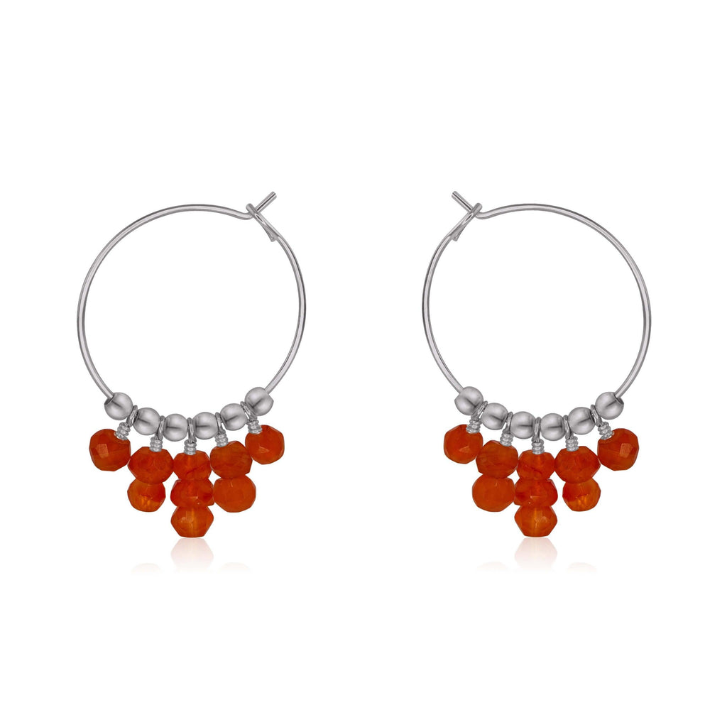Carnelian Statement Hoop Earrings - Carnelian Statement Hoop Earrings - Stainless Steel - Luna Tide Handmade Crystal Jewellery