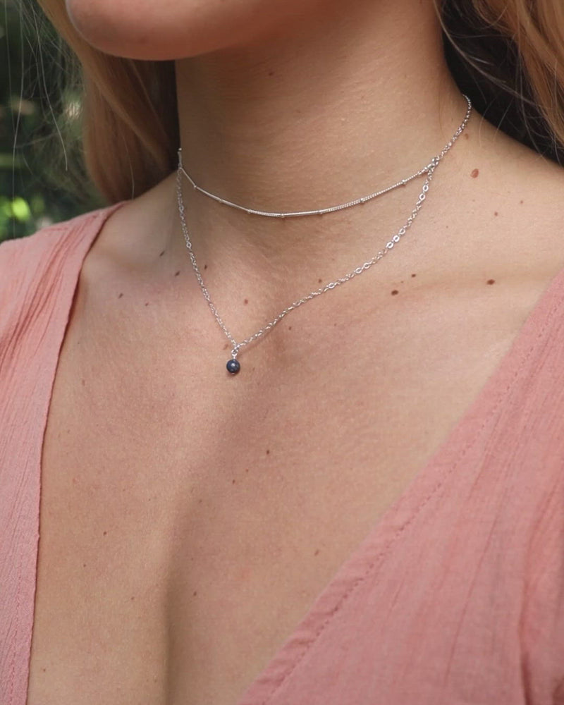 Sapphire Gemstone Chain Layered Choker Necklace