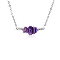 Chip Bead Bar Necklace - Charoite - Stainless Steel - Luna Tide Handmade Jewellery