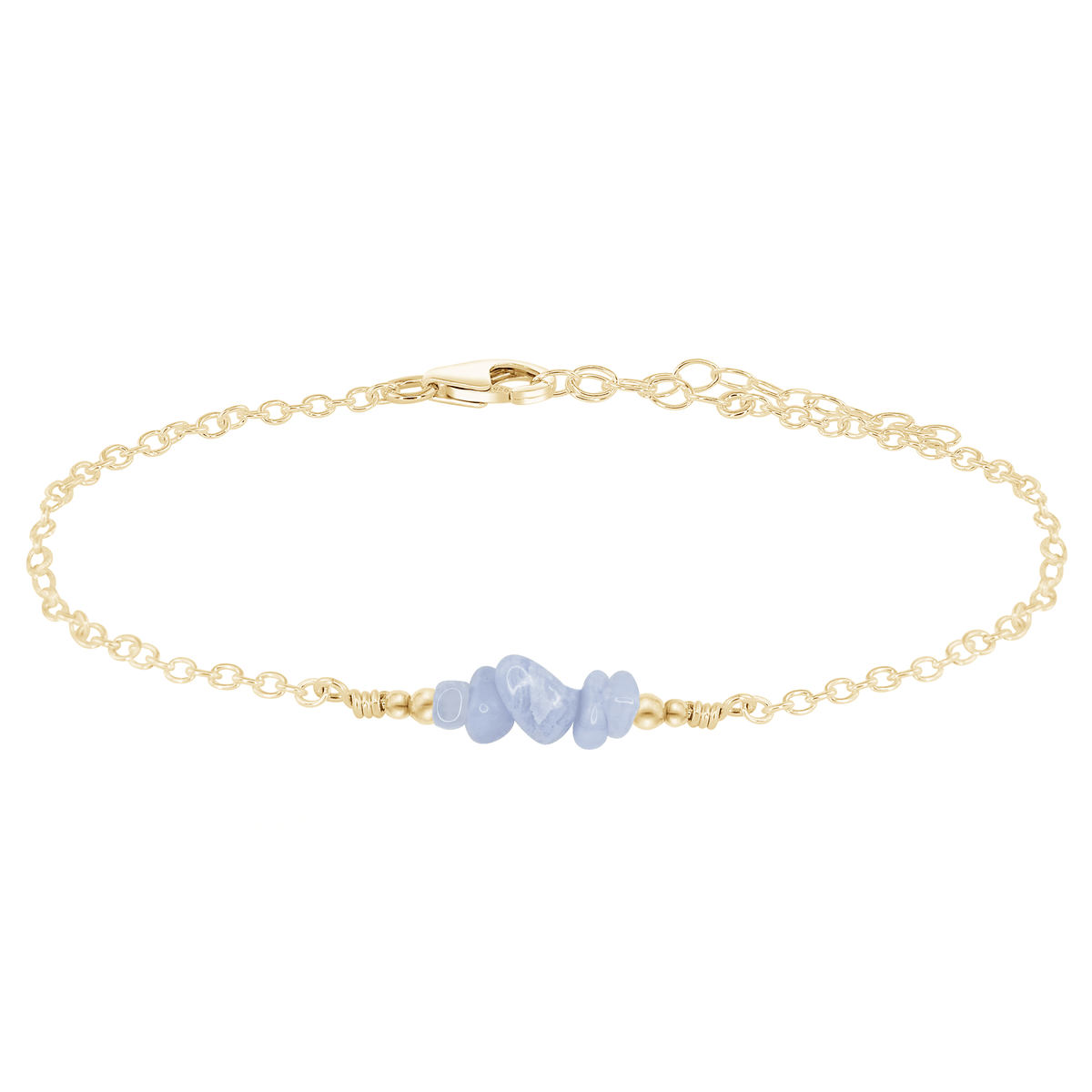 Chip Bead Bar Anklet - Blue Lace Agate - 14K Gold Fill - Luna Tide Handmade Jewellery