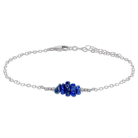 Chip Bead Bar Anklet - Lapis Lazuli - Stainless Steel - Luna Tide Handmade Jewellery