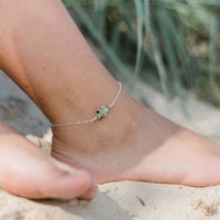 Chip Bead Bar Anklet - Prehnite - Sterling Silver - Luna Tide Handmade Jewellery
