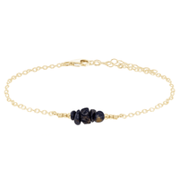 Chip Bead Bar Anklet - Sapphire - 14K Gold Fill - Luna Tide Handmade Jewellery