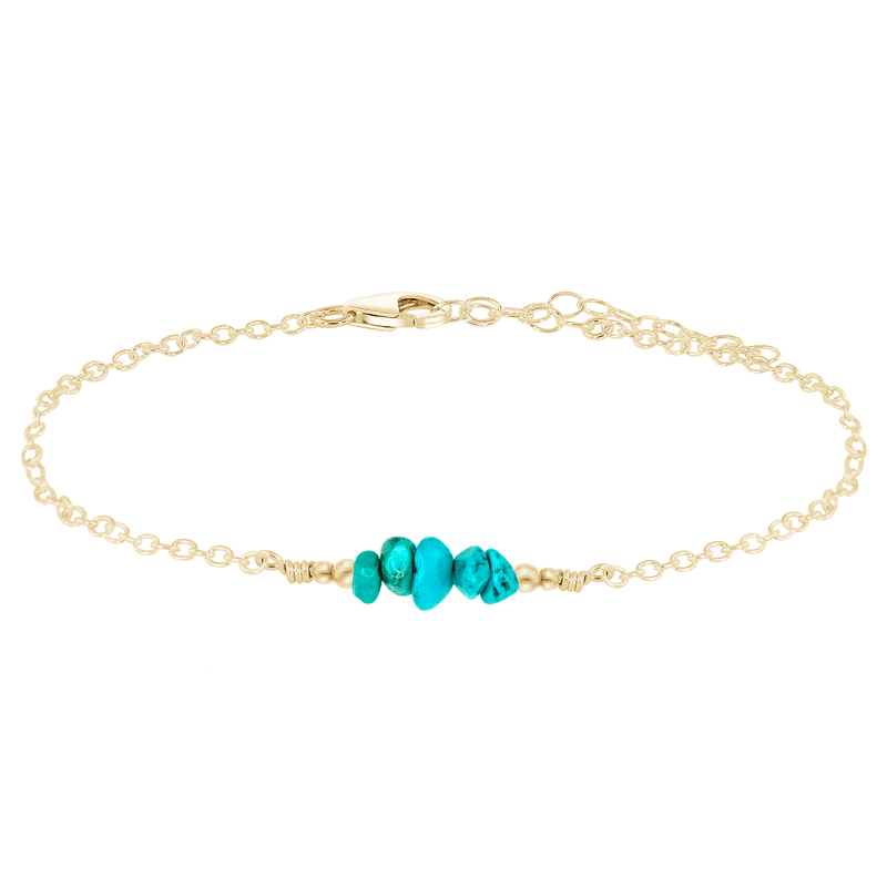 Chip Bead Bar Anklet - Turquoise - 14K Gold Fill - Luna Tide Handmade Jewellery