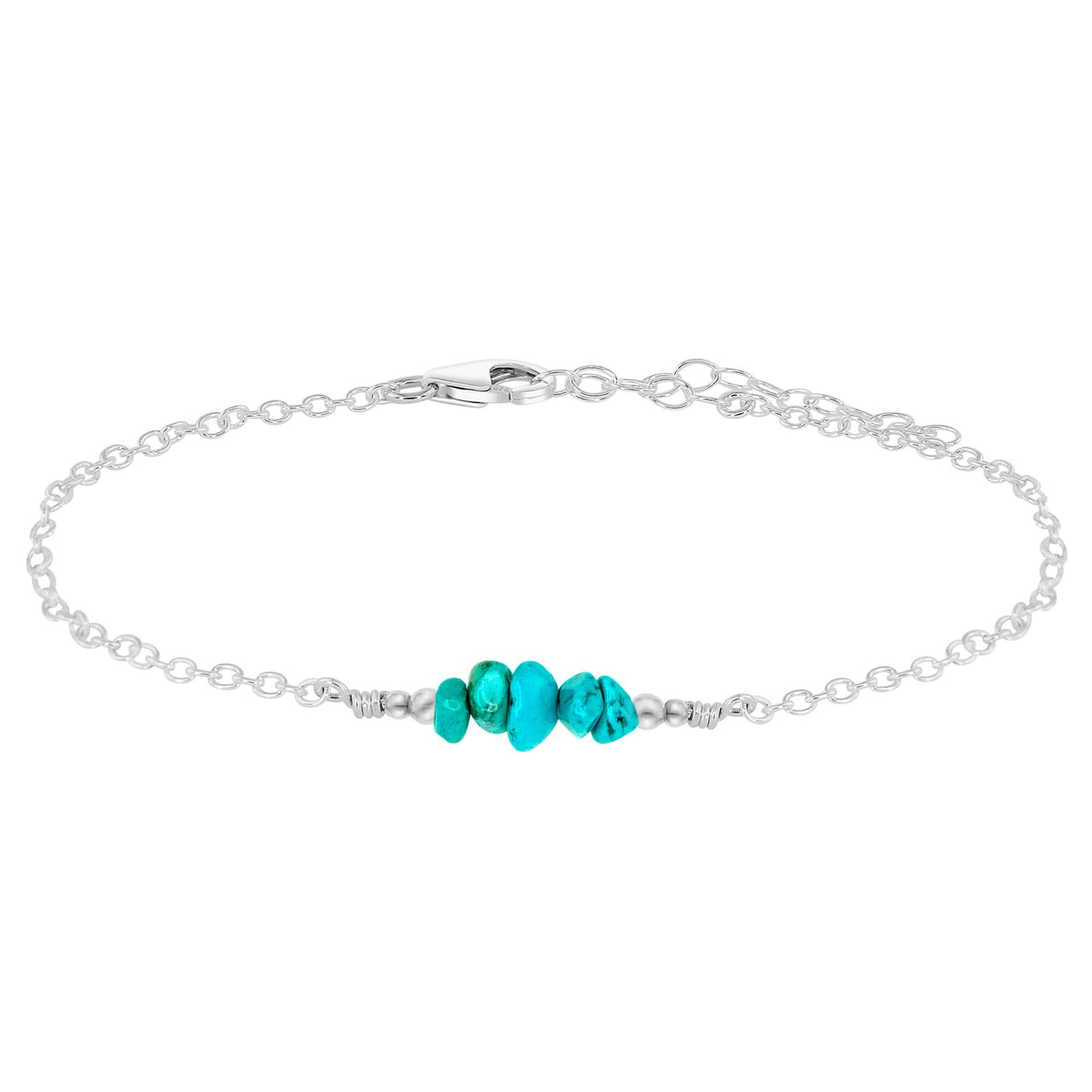 Chip Bead Bar Anklet - Turquoise - Sterling Silver - Luna Tide Handmade Jewellery