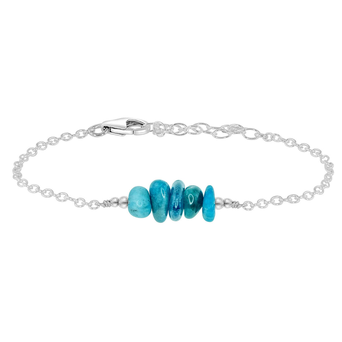 Chip Bead Bar Bracelet - Apatite - Sterling Silver - Luna Tide Handmade Jewellery